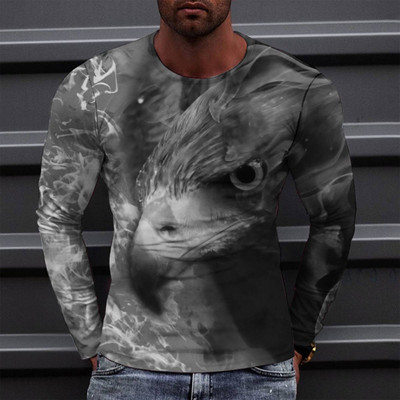 Ανδρικά μπλουζάκια Eagle ζωγραφισμένα στο χέρι Casual Μακρυμάνικα Streetwear 3D Animal Printing Hip Hop Ανδρικά μπλουζάκια Tee Plus μέγεθος 6XL