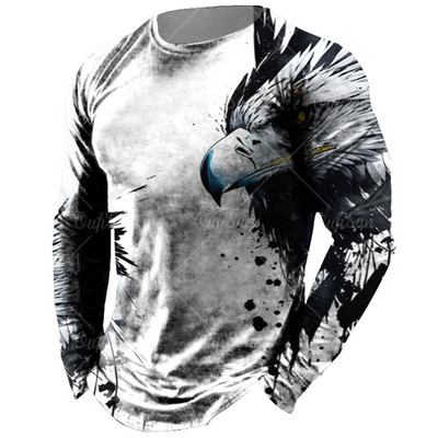 Vintage meeste pikkade varrukatega T-särk Loomade trükiga särgid Tiger Graphics T-särgid Puuvillased rõivad Varrukatega Topid Meeste Suured tänavarõivad