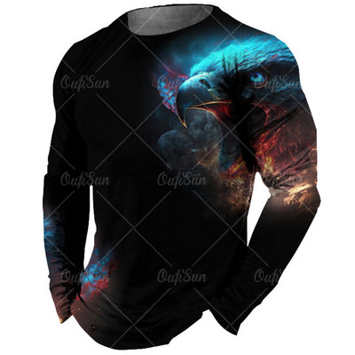 Vintage meeste pikkade varrukatega T-särk Loomade trükiga särgid Tiger Graphics T-särgid Puuvillased rõivad Varrukatega Topid Meeste Suured tänavarõivad