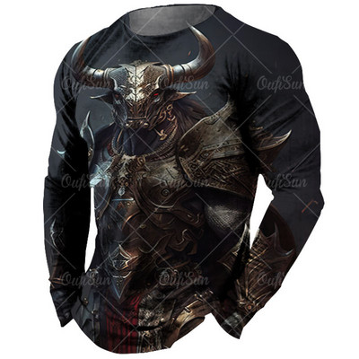 Vintage meeste pikkade varrukatega T-särk Loomade trükiga särgid Tiger Graphics T-särgid Puuvillased rõivad Varrukatega Topid Meeste Suured tänavarõivad