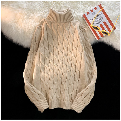 Jesen Zima Muški debeli džemper Debeli jednobojni ovratnik s dolčevitom i dugim rukavima Topli osnovni klasični pleteni džemper