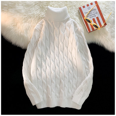 Jesen Zima Muški debeli džemper Debeli jednobojni ovratnik s dolčevitom i dugim rukavima Topli osnovni klasični pleteni džemper