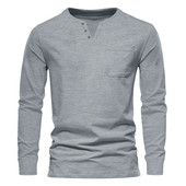 Φθινόπωρο/Χειμώνας Cross border Leisure Ανδρική τάση μόδας με λαιμόκοψη Αθλητικό μπλουζάκι Slim Fit Pocket Ανδρικό T-shirt με μακρυμάνικο μπλουζάκι