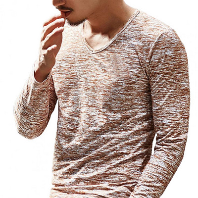 Meeste särk V kaelusega elastne top kamuflaaž pikkade varrukatega õhuke meeste särk meeste särk sügiseks kevadeks vabaaja meeste riided tänavarõivad