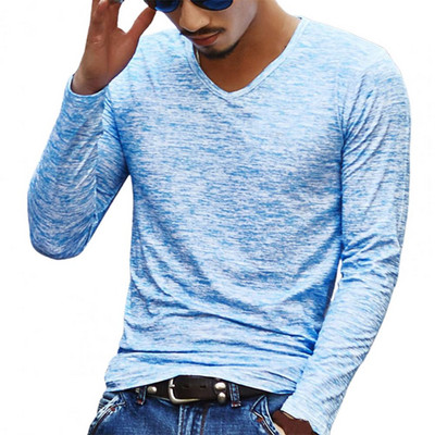 Meeste särk V kaelusega elastne top kamuflaaž pikkade varrukatega õhuke meeste särk meeste särk sügiseks kevadeks vabaaja meeste riided tänavarõivad