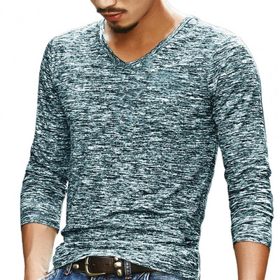 Meeste särk V kaelusega elastne top kamuflaaž pikkade varrukatega õhuke meeste särk meeste särk sügiseks kevadeks vabaaja meeste riided tänavarõivad