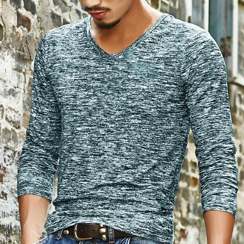 Meeste särk V kaelusega elastne top kamuflaaž pikkade varrukatega õhuke meeste särk meeste särk sügiseks kevadeks vabaaja meeste riided tänavarõivad