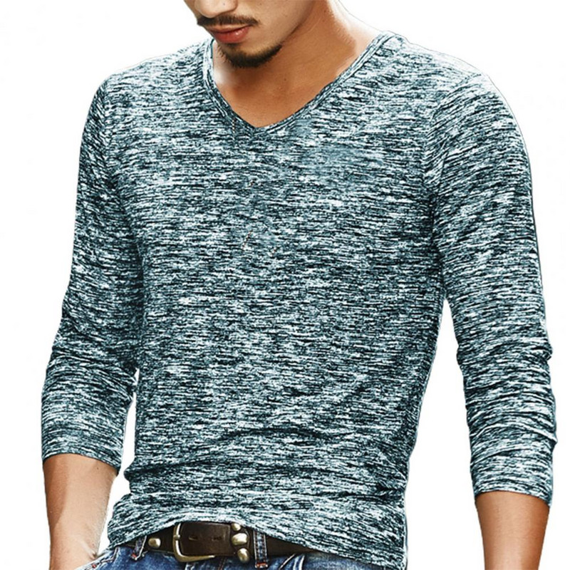 Meeste särk V kaelusega elastne top kamuflaaž pikkade varrukatega õhuke meeste särk meeste särk sügiseks kevadeks vabaaja meeste riided tänavarõivad