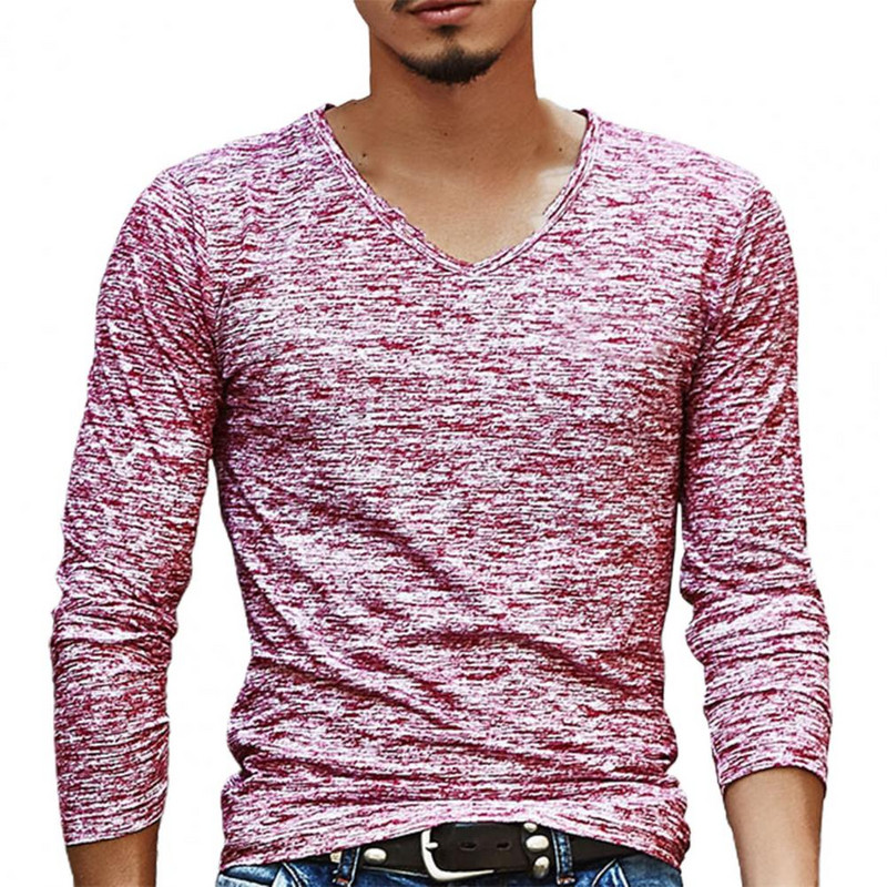 Meeste särk V kaelusega elastne top kamuflaaž pikkade varrukatega õhuke meeste särk meeste särk sügiseks kevadeks vabaaja meeste riided tänavarõivad