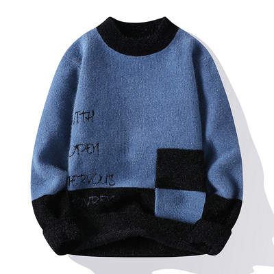 Talvine uus noorte poolkilpkaelusega pullover, kootud kampsun Mugav moesuund Slim Fit pikkade varrukatega vabaaja topp M-3XL