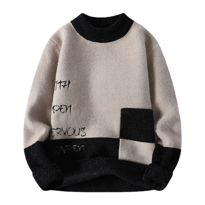 Talvine uus noorte poolkilpkaelusega pullover, kootud kampsun Mugav moesuund Slim Fit pikkade varrukatega vabaaja topp M-3XL