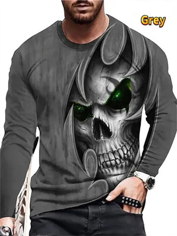 Vintage Skull T-shirts 3D printed ανδρικό μακρυμάνικο μπλουζάκι Street Trend Hip Hop Crew λαιμόκοψη Πανκ πανκ μπλουζάκια πουλόβερ