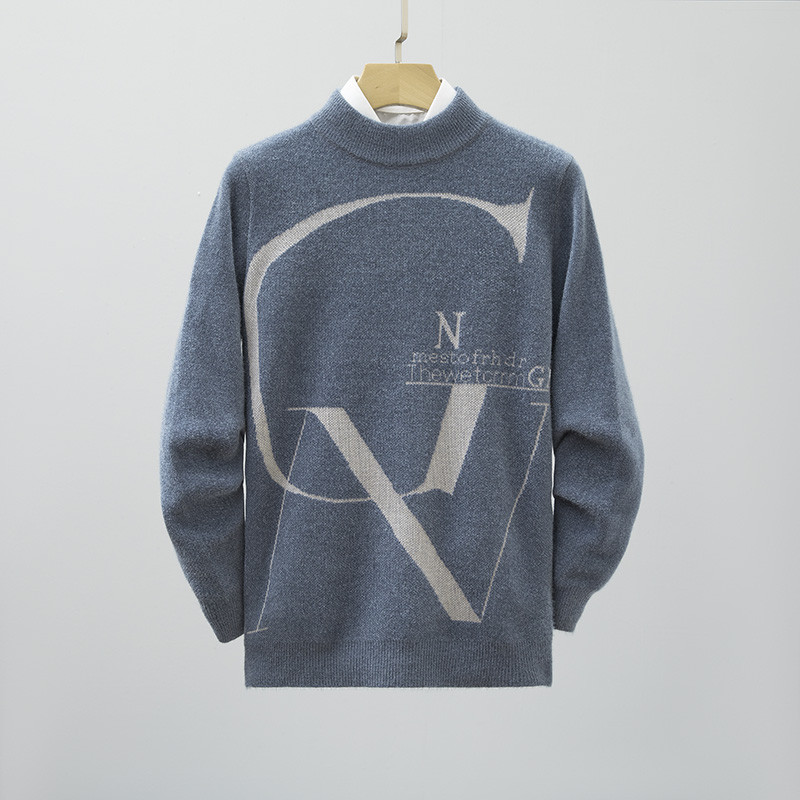 Talvine uus meeste pikkade varrukatega kampsun Crew Neck Kootud kampsun Mood Slim Fit Mugav mitmekülgne top M-3XL