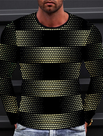 Νέο ανδρικό μπλουζάκι 3D print Geometry Graphic Tee Outdoor Holiday Holiday Long sleeve Crew Neck Φούτερ Ανοιξιάτικο & Φθινοπωρινό Ρούχα