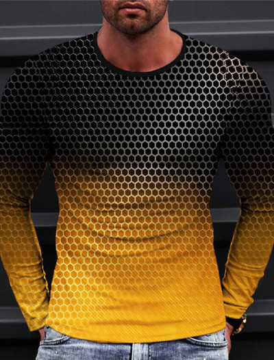 Nova muška majica kratkih rukava s 3D ispisom Geometrija Grafička majica za vanjske praznike Dukserica s dugim rukavima i okruglim izrezom Proljetna i jesenska odjeća Odjeća