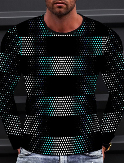 Nova muška majica kratkih rukava s 3D ispisom Geometrija Grafička majica za vanjske praznike Dukserica s dugim rukavima i okruglim izrezom Proljetna i jesenska odjeća Odjeća