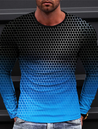 Nova muška majica kratkih rukava s 3D ispisom Geometrija Grafička majica za vanjske praznike Dukserica s dugim rukavima i okruglim izrezom Proljetna i jesenska odjeća Odjeća