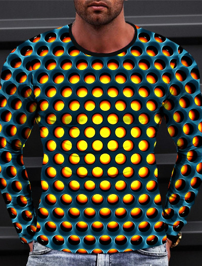 Nova muška majica kratkih rukava s 3D ispisom Geometrija Grafička majica za vanjske praznike Dukserica s dugim rukavima i okruglim izrezom Proljetna i jesenska odjeća Odjeća