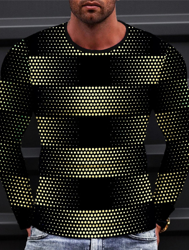 Nova muška majica kratkih rukava s 3D ispisom Geometrija Grafička majica za vanjske praznike Dukserica s dugim rukavima i okruglim izrezom Proljetna i jesenska odjeća Odjeća