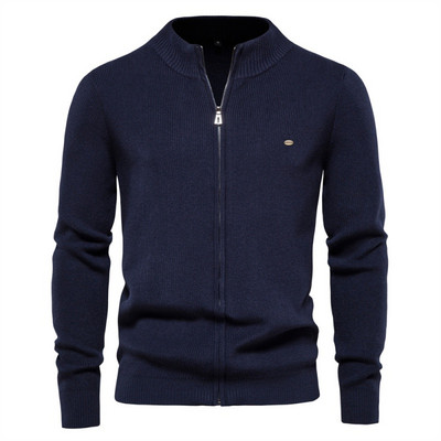 High-End Toamnă și Iarnă Nou Cardigan Slim-Fit Pulover bărbați Fermoar Pulover de culoare uni Calitate Gentleman Imbracaminte pentru barbati