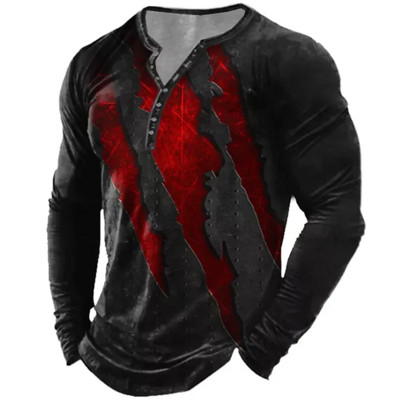 Vintage Paw Print Man μακρυμάνικο μπλουζάκι Ανοιξιάτικο απομίμηση βαμβακερό χιπ χοπ μπλουζάκι φθινοπωρινό Ανδρικό μπλουζάκι μεγάλου μεγέθους Ευρωπαϊκού στυλ 5XL