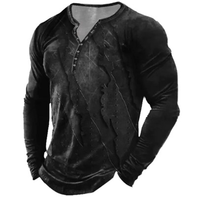 Vintage Paw Print Man μακρυμάνικο μπλουζάκι Ανοιξιάτικο απομίμηση βαμβακερό χιπ χοπ μπλουζάκι φθινοπωρινό Ανδρικό μπλουζάκι μεγάλου μεγέθους Ευρωπαϊκού στυλ 5XL