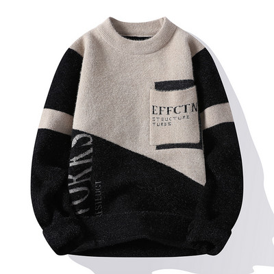 New Fashion meeste Colorblock kampsun Mood mugav mitmekülgne õhuke pikkade varrukatega poolkilpkaelusega kootud topp M-3XL