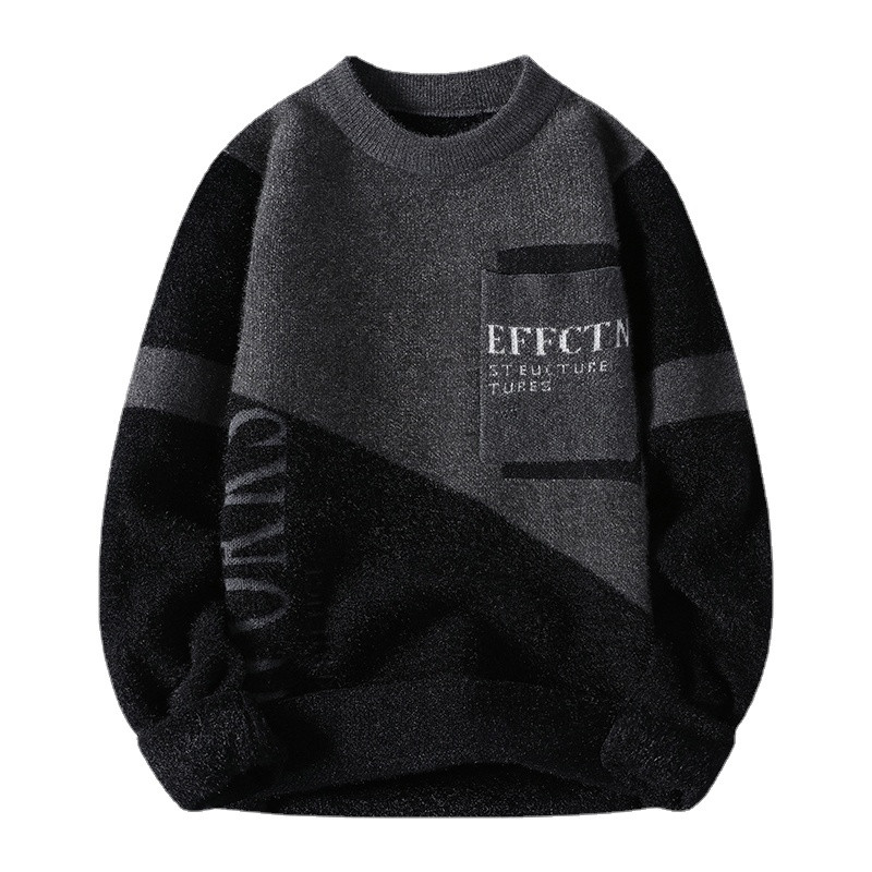 New Fashion meeste Colorblock kampsun Mood mugav mitmekülgne õhuke pikkade varrukatega poolkilpkaelusega kootud topp M-3XL