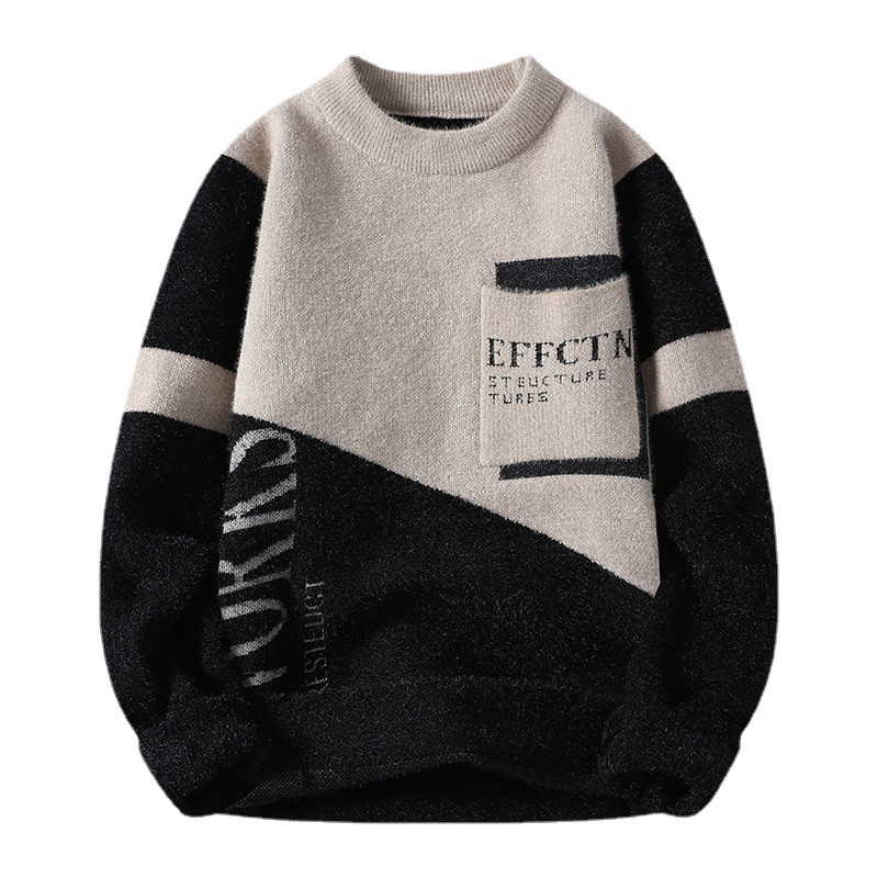 New Fashion meeste Colorblock kampsun Mood mugav mitmekülgne õhuke pikkade varrukatega poolkilpkaelusega kootud topp M-3XL