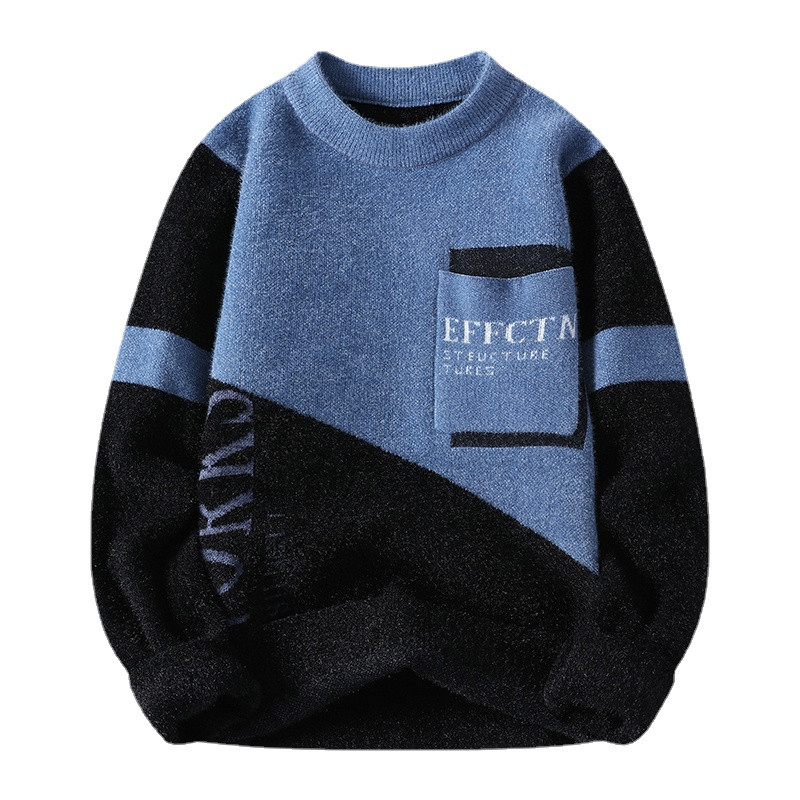 New Fashion meeste Colorblock kampsun Mood mugav mitmekülgne õhuke pikkade varrukatega poolkilpkaelusega kootud topp M-3XL