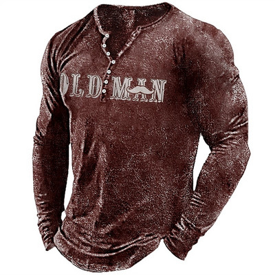 Vintage muška majica kratkih rukava STARCI Slovo grafičke majice pamučne majice s 3D printom dugih rukava Henley majica prekomjerne muške gornje odjeće