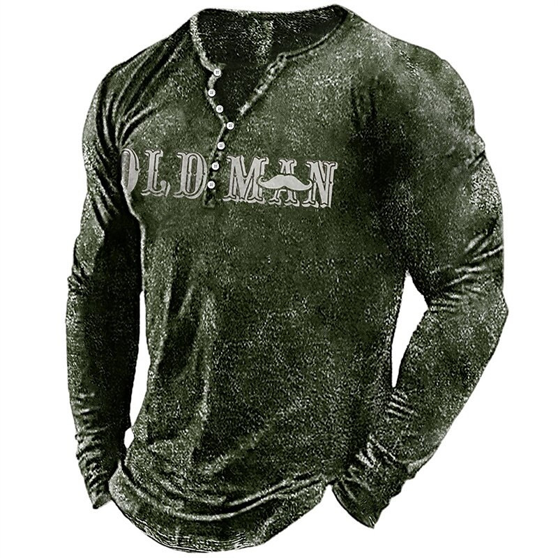 Vintage muška majica kratkih rukava STARCI Slovo grafičke majice pamučne majice s 3D printom dugih rukava Henley majica prekomjerne muške gornje odjeće