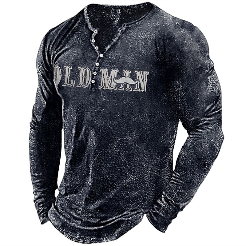 Vintage muška majica kratkih rukava STARCI Slovo grafičke majice pamučne majice s 3D printom dugih rukava Henley majica prekomjerne muške gornje odjeće