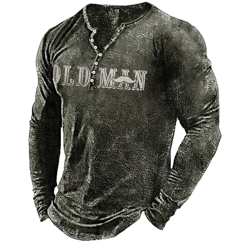 Vintage muška majica kratkih rukava STARCI Slovo grafičke majice pamučne majice s 3D printom dugih rukava Henley majica prekomjerne muške gornje odjeće