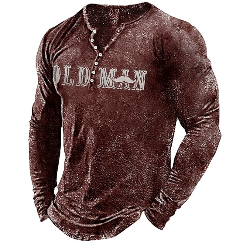 Vintage muška majica kratkih rukava STARCI Slovo grafičke majice pamučne majice s 3D printom dugih rukava Henley majica prekomjerne muške gornje odjeće