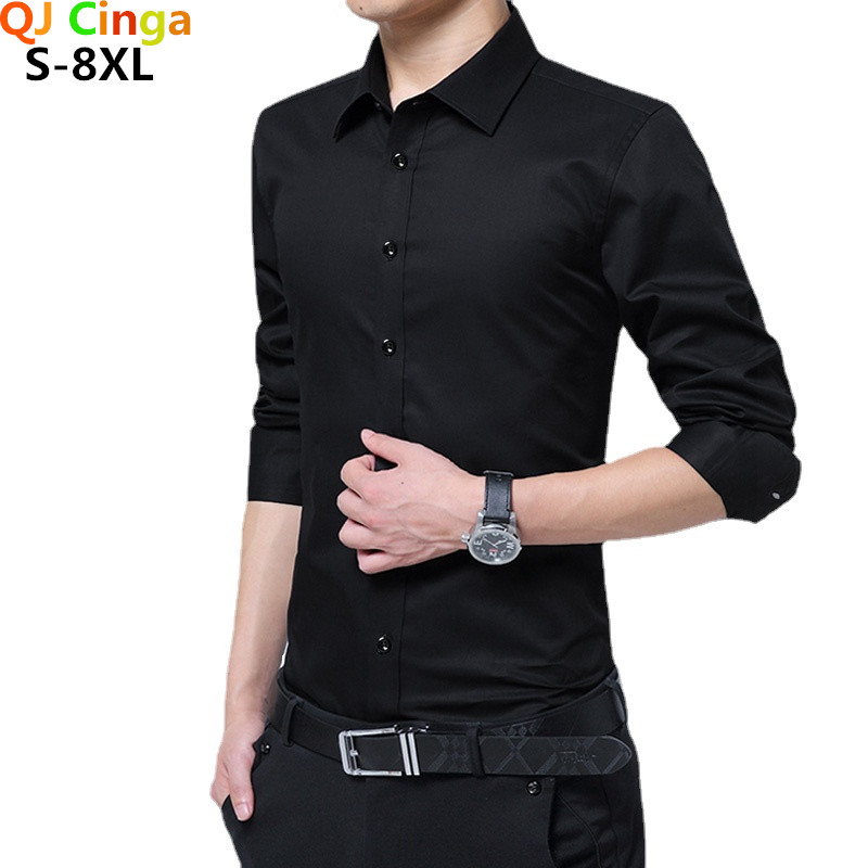 Bijele muške košulje dugih rukava Svečana pamučna košulja s jednorednim kopčanjem s četvrtastim izrezom Muška modna uska košulja Camisa