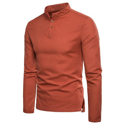 Proljeće 2023. Nove muške pamučne lanene majice kratkih rukava Kineski stil Slim Fit Majice dugih rukava Muška jednobojna prozračna lanena košulja