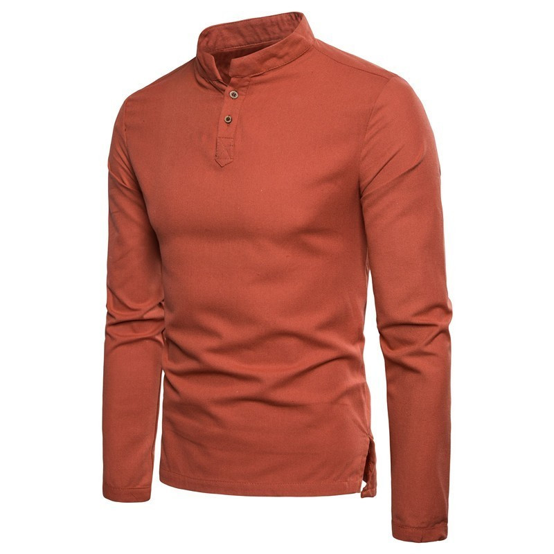 Proljeće 2023. Nove muške pamučne lanene majice kratkih rukava Kineski stil Slim Fit Majice dugih rukava Muška jednobojna prozračna lanena košulja