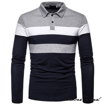 Noi tricouri cu mâneci lungi contrastante pentru bărbați Cămăși casual cu revere cusături yoga Top casual Îmbrăcăminte sportivă pentru bărbați
