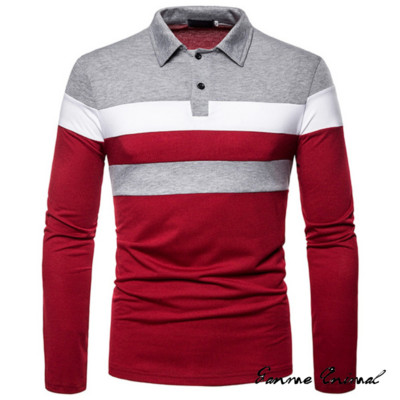 Noi tricouri cu mâneci lungi contrastante pentru bărbați Cămăși casual cu revere cusături yoga Top casual Îmbrăcăminte sportivă pentru bărbați