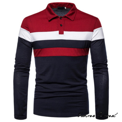 Noi tricouri cu mâneci lungi contrastante pentru bărbați Cămăși casual cu revere cusături yoga Top casual Îmbrăcăminte sportivă pentru bărbați