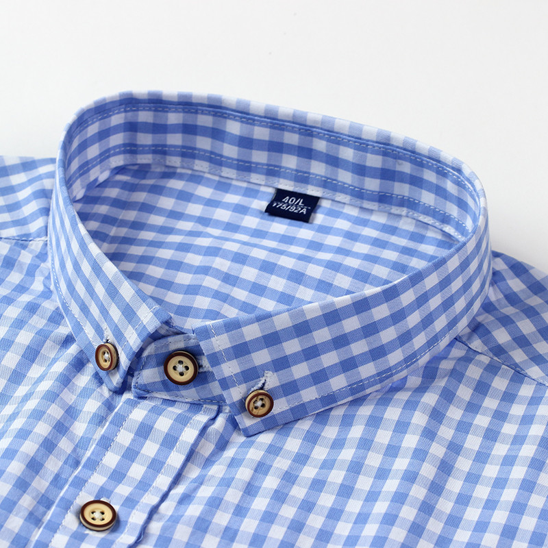 Tanke karirane košulje od 100% pamuka za muškarce Karirana košulja dugih rukava Muška plava nova muška košulja na kopčanje