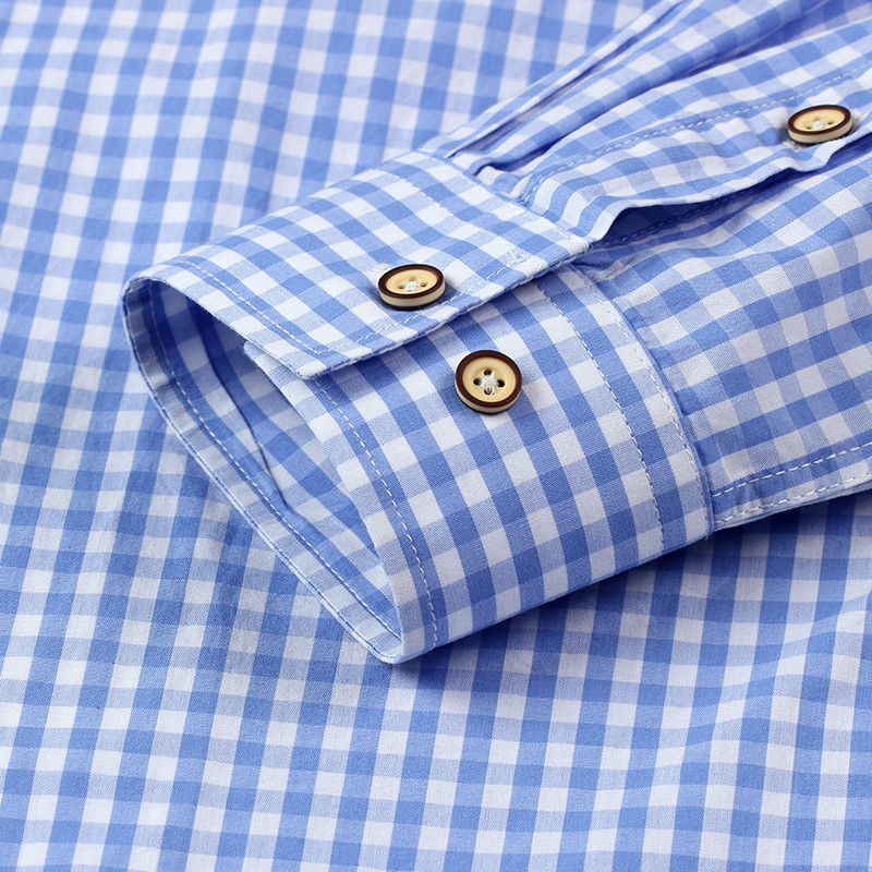 Tanke karirane košulje od 100% pamuka za muškarce Karirana košulja dugih rukava Muška plava nova muška košulja na kopčanje