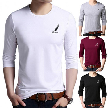 Μονόχρωμο ανδρικό μπλουζάκι Ανοιξιάτικο φθινόπωρο μακρυμάνικο μπλουζάκι ανδρικό μπλουζάκι με στρογγυλή λαιμόκοψη Ανδρικό μπλουζάκι футболка мужская