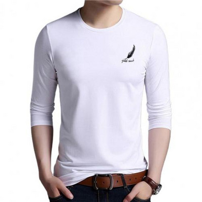 Solid Color Meeste T-särk Kevad-sügis pikkade varrukatega t-särk meestele Ümarkaelusega alumine särk Meeste topid футболка мужская