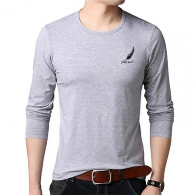 Solid Color Meeste T-särk Kevad-sügis pikkade varrukatega t-särk meestele Ümarkaelusega alumine särk Meeste topid футболка мужская