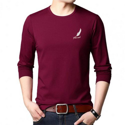 Solid Color Meeste T-särk Kevad-sügis pikkade varrukatega t-särk meestele Ümarkaelusega alumine särk Meeste topid футболка мужская