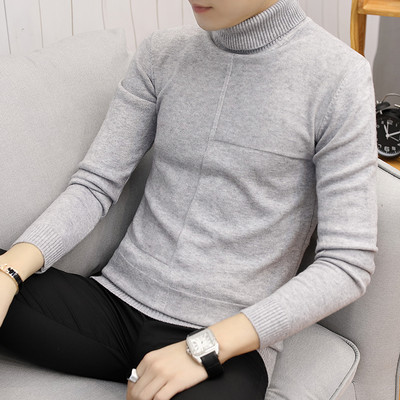 Trend Ανδρικό πουλόβερ μονόχρωμο, περιστασιακό, μακρυμάνικο, ζεστό πλεκτό, ζιβάγκο, ανδρικά ρούχα