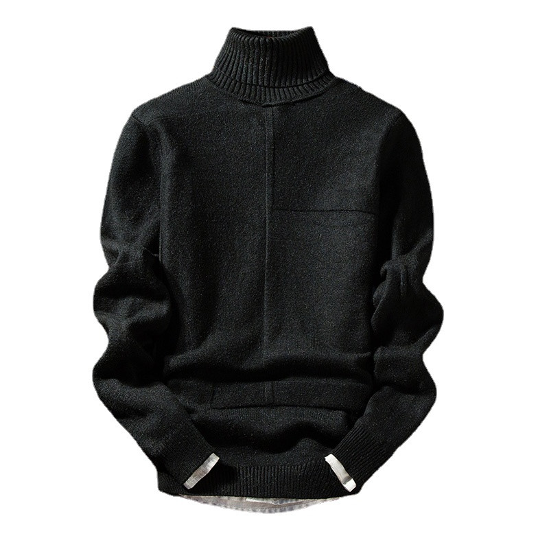 Trend Ανδρικό πουλόβερ μονόχρωμο, περιστασιακό, μακρυμάνικο, ζεστό πλεκτό, ζιβάγκο, ανδρικά ρούχα