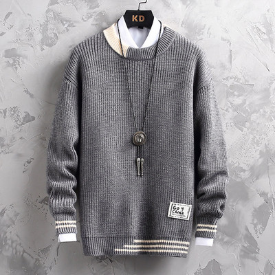 2022. aasta kevad- ja sügisene uus kampsun, meeste Korea versioon Trend kootud põhjaga särk vabaaja kaelusega, mugav topp